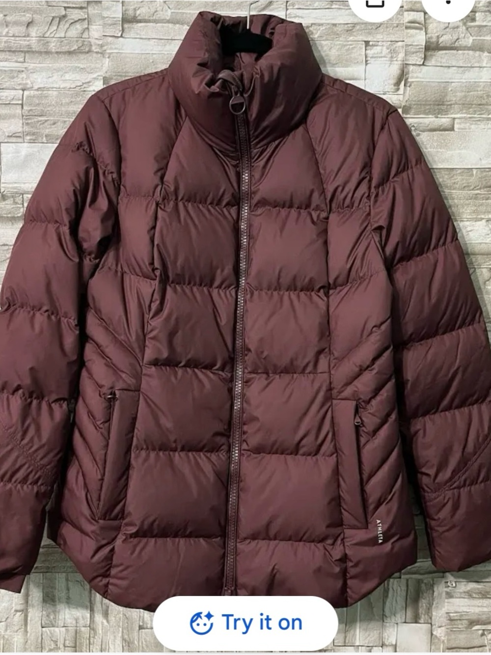 Athleta Quilted Puffer Jacket in Burgundy